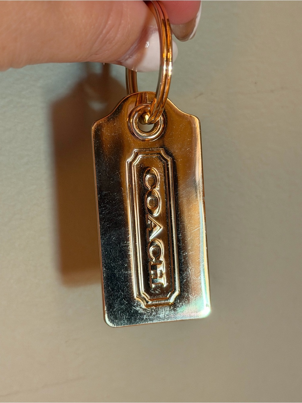 COACH Gold Tone Large Size Logo Key Tag